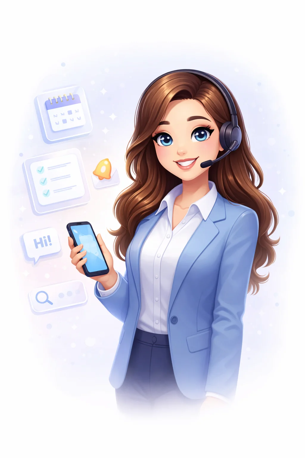 Daniel Trackman, your personal AI assistant, welcoming you with a warm smile, surrounded by planning and reminder cards